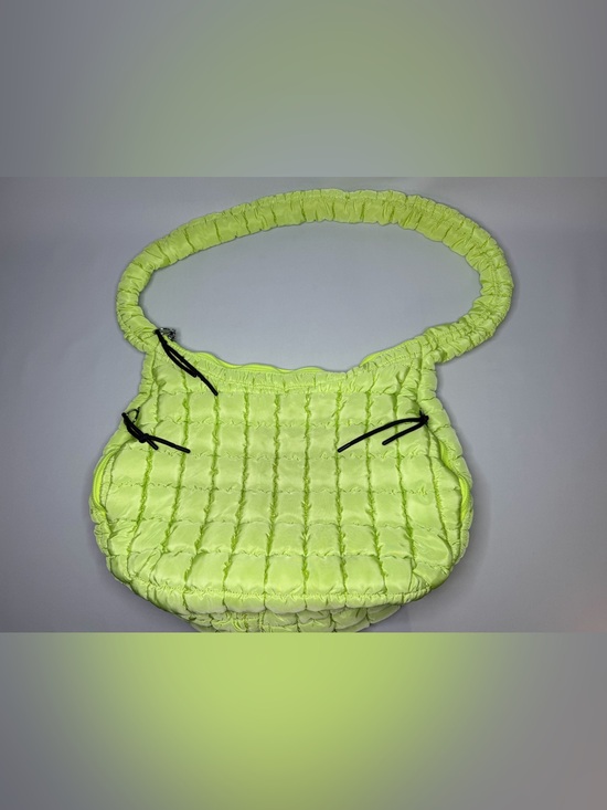 Source Unknown Handbags - Neon Lime Quilted Ruched-Handle Crossbody Bag